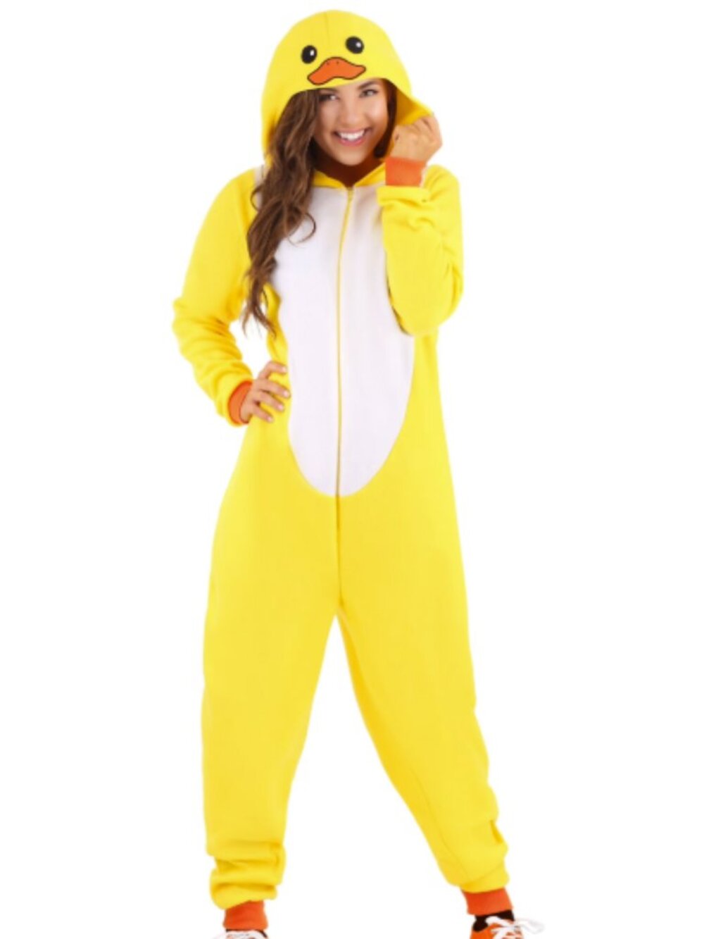 HUTUTU Adult Duck Fleece Pajama Onesie Costume - Size Medium 5'3" to 5'6"